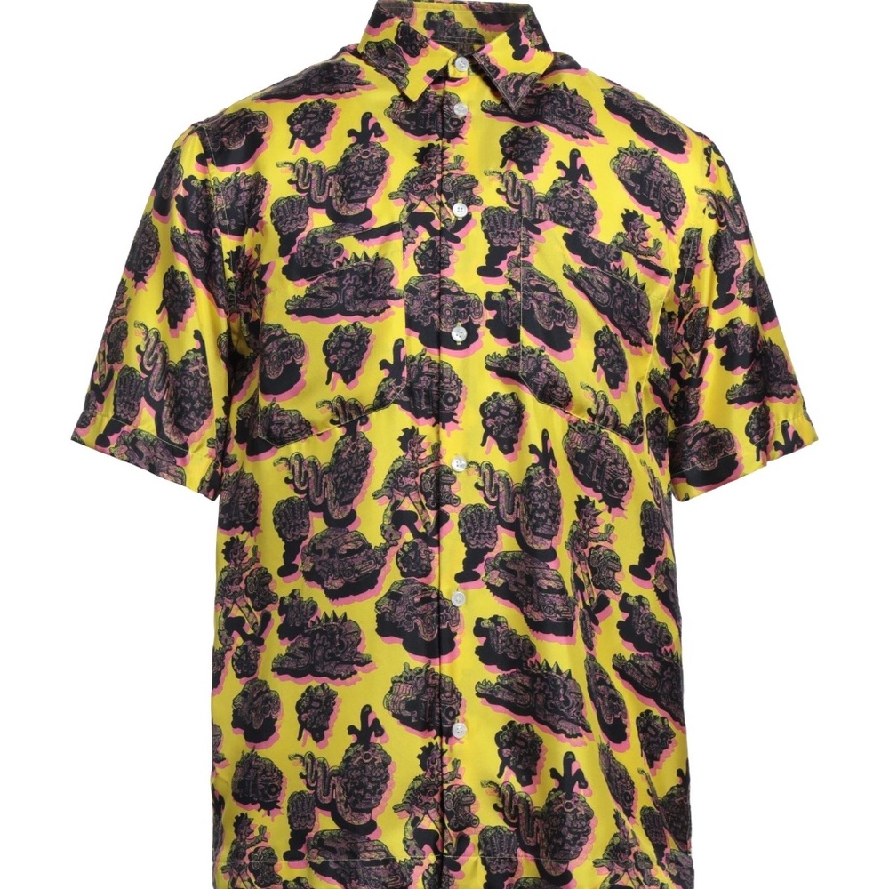 Stella McCartney 100% Silk Psychedelic-Print Silk-Twill Short-Sleeved Shirt XL